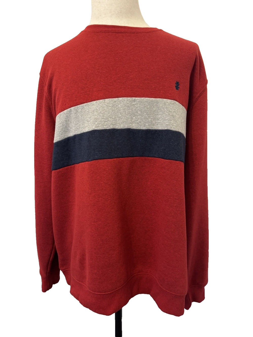 IZOD Men's Advantage Performance Sweatshirt Size 2XL Red With Gray & Blue Stripe